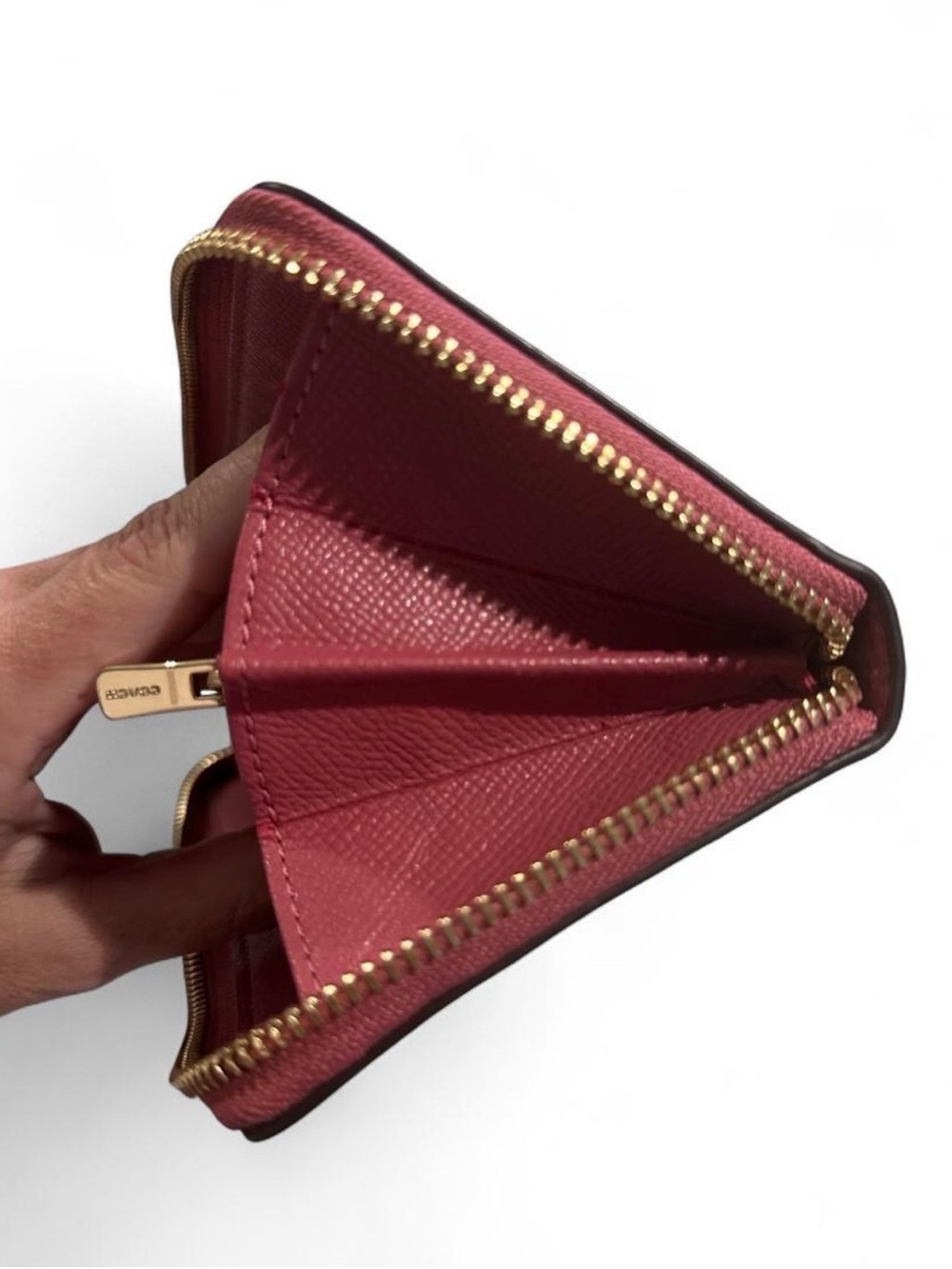 Coach Pebbled Leather Zip Wallet - Raspberry - Picture 4 of 7